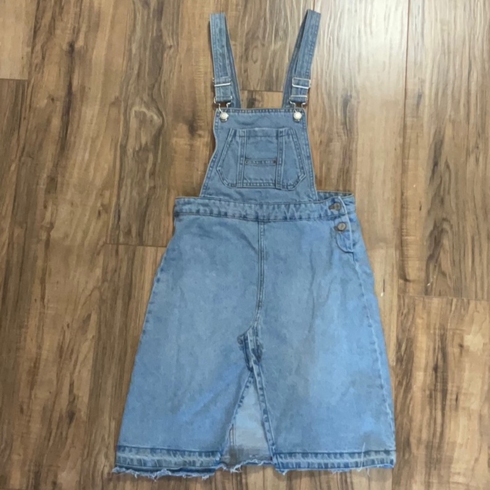 ZARA denim overall skirt with middle split and side buttons
